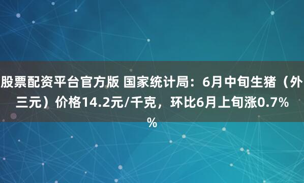 股票配资平台官方版 国家统计局：6月中旬生猪（外三元）价格14.2元/千克，环比6月上旬涨0.7%